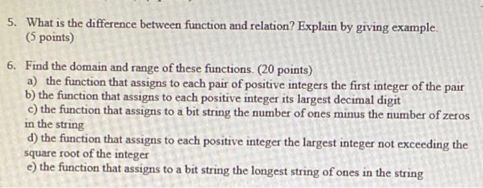 Solved 5. What is the difference between function and | Chegg.com