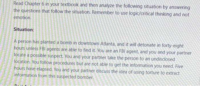 Solved Read Chapter 6 in your textbook and then analyze the | Chegg.com