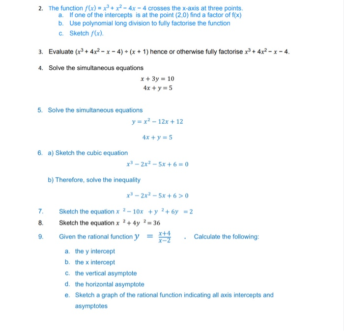 2 The Function F X X3 X2 4x 4 Crosses The Chegg Com