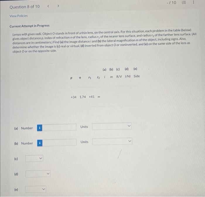 Solved Lenses with given radii, Object O stands in front of