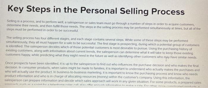 key-steps-in-the-personal-selling-process-selling-is-chegg