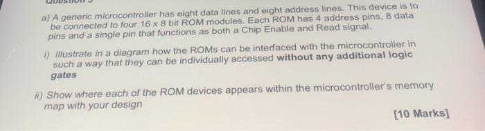 a) A generic microcontroller has eight data lines and | Chegg.com