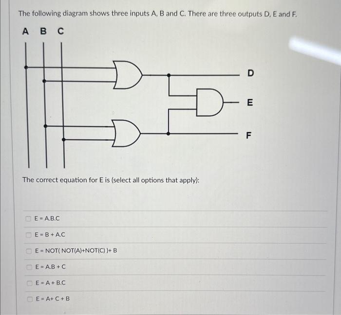 Solved The Following Diagram Shows Three Inputs A,B And C. | Chegg.com