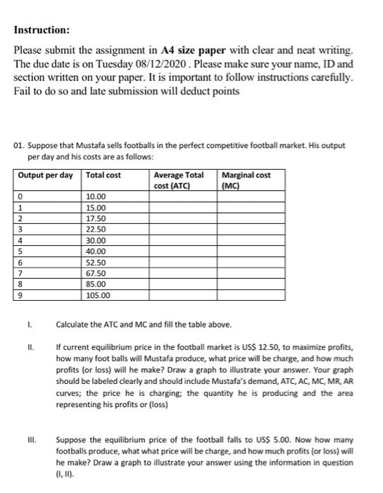 Solved Instruction: Please submit the assignment in A4 size | Chegg.com