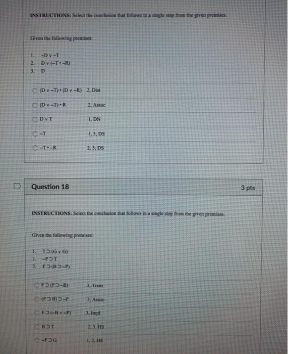 Solved INSTRUCTIONS: Select the conclusion that follows in a | Chegg.com