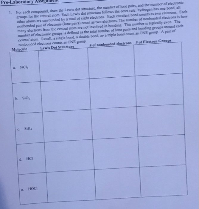 Solved 1. For each compound, draw the Lewis dot structure, | Chegg.com