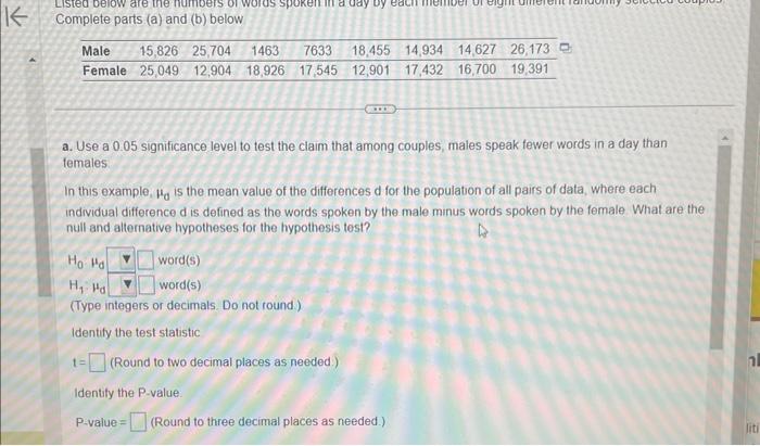 Solved a. Use a 0.05 significance level to test the claim | Chegg.com