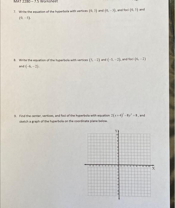 Solved 1. Write the equation of the parabola with focus | Chegg.com