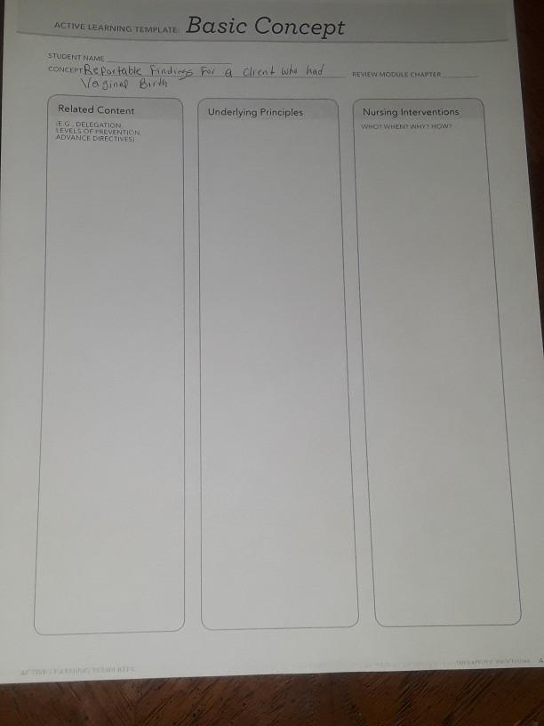 ACTIVE LEARNING TEMPLATE B Basic Concept STUDENT NAME | Chegg.com