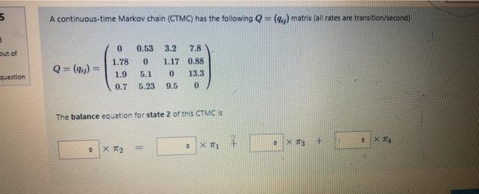 Solved 5 A continuous-time Markov chain (CTMC) has the | Chegg.com
