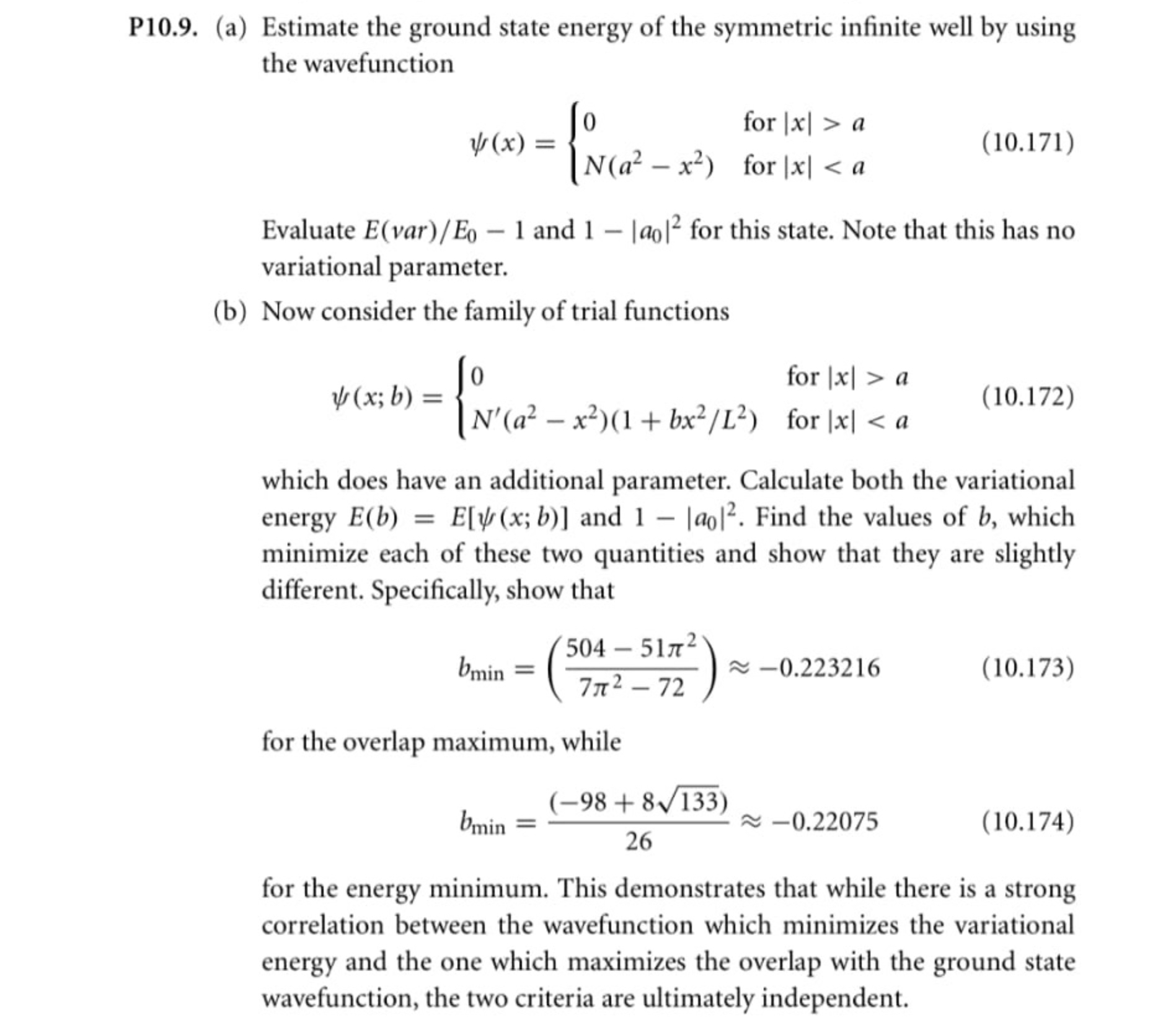 Solved P10.9. (a) ﻿Estimate the ground state energy of the | Chegg.com