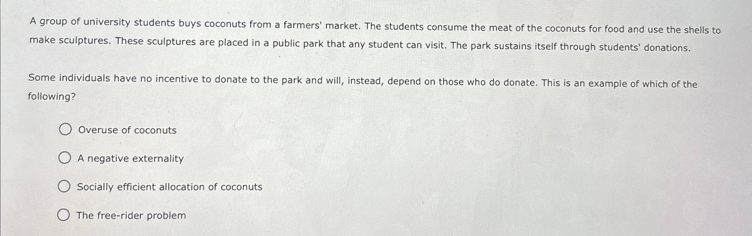 Solved A group of university students buys coconuts from a | Chegg.com