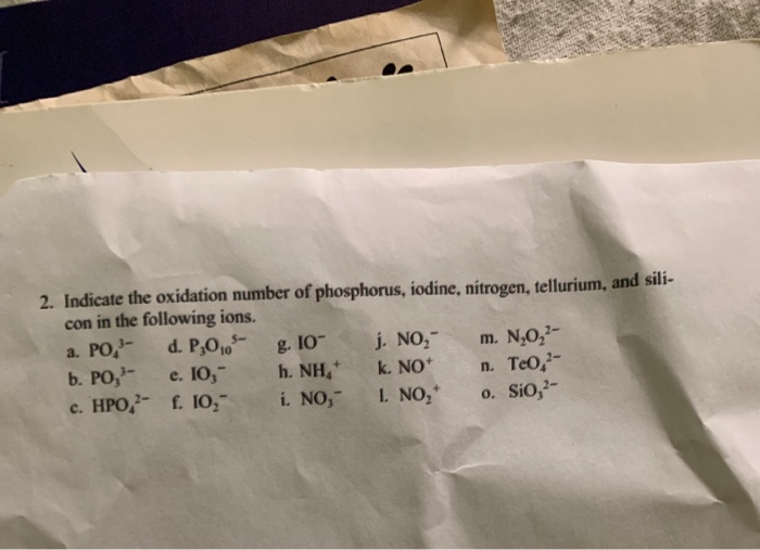 Indicate The Oxidation Number Of Phosphorus In The Following Ions.