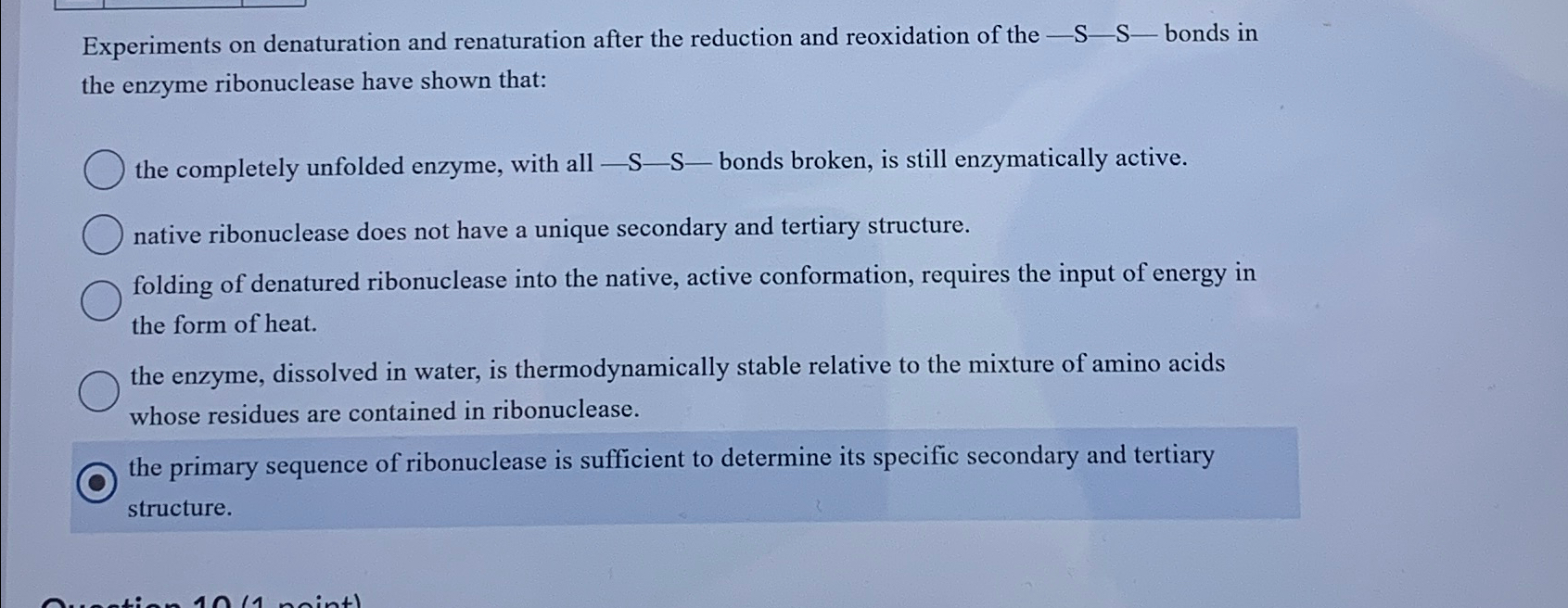 experiments on denaturation and renaturation after the reduction