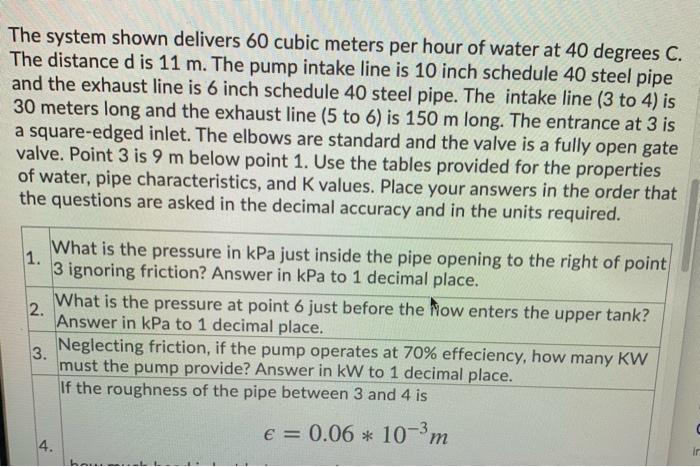 d 6. Pump Flow The system shown delivers 60 cubic | Chegg.com