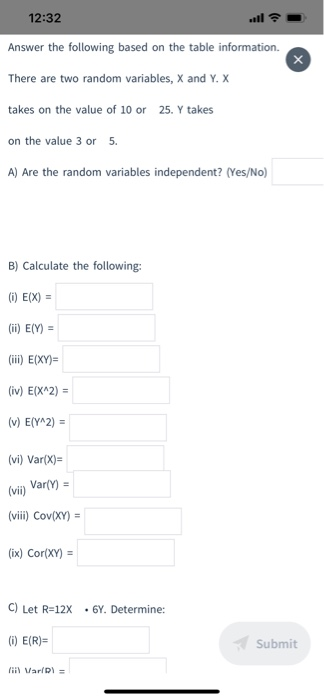 Solved 12:32 Answer the following based on the table | Chegg.com