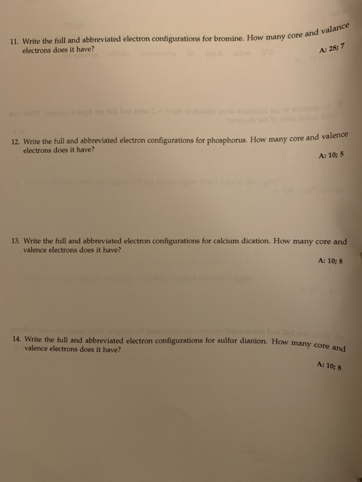 Solved 11. Write the full and abbreviated electron | Chegg.com