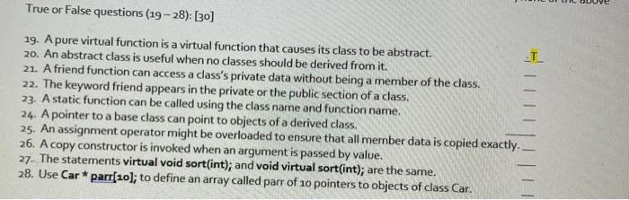 Solved True or False questions (19-28): [30] 19. A pure | Chegg.com