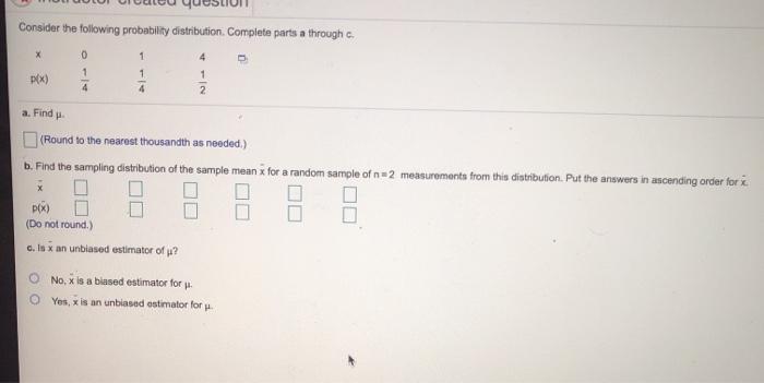 Solved Consider the following probability distribution. | Chegg.com