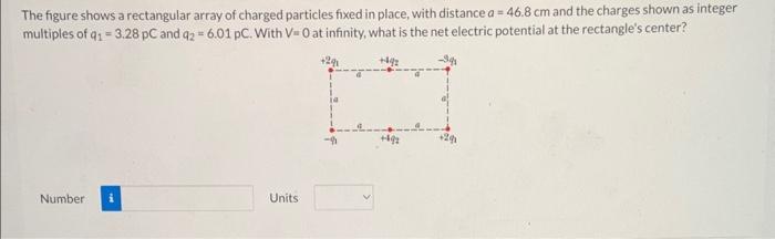 Solved The figure shows a rectangular array of charged | Chegg.com