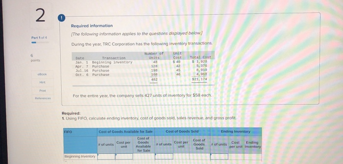 Solved 2 o Required information The following information | Chegg.com
