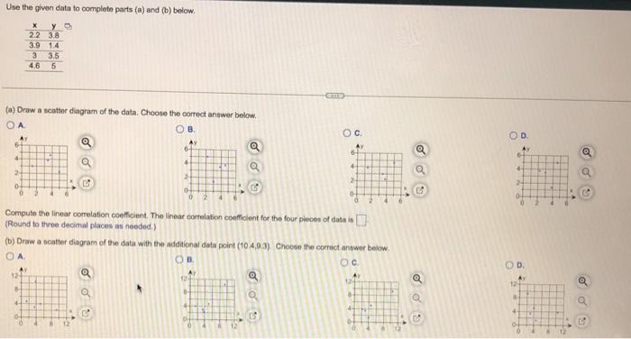 Solved Use the given data to complete parts (a) and (b) | Chegg.com