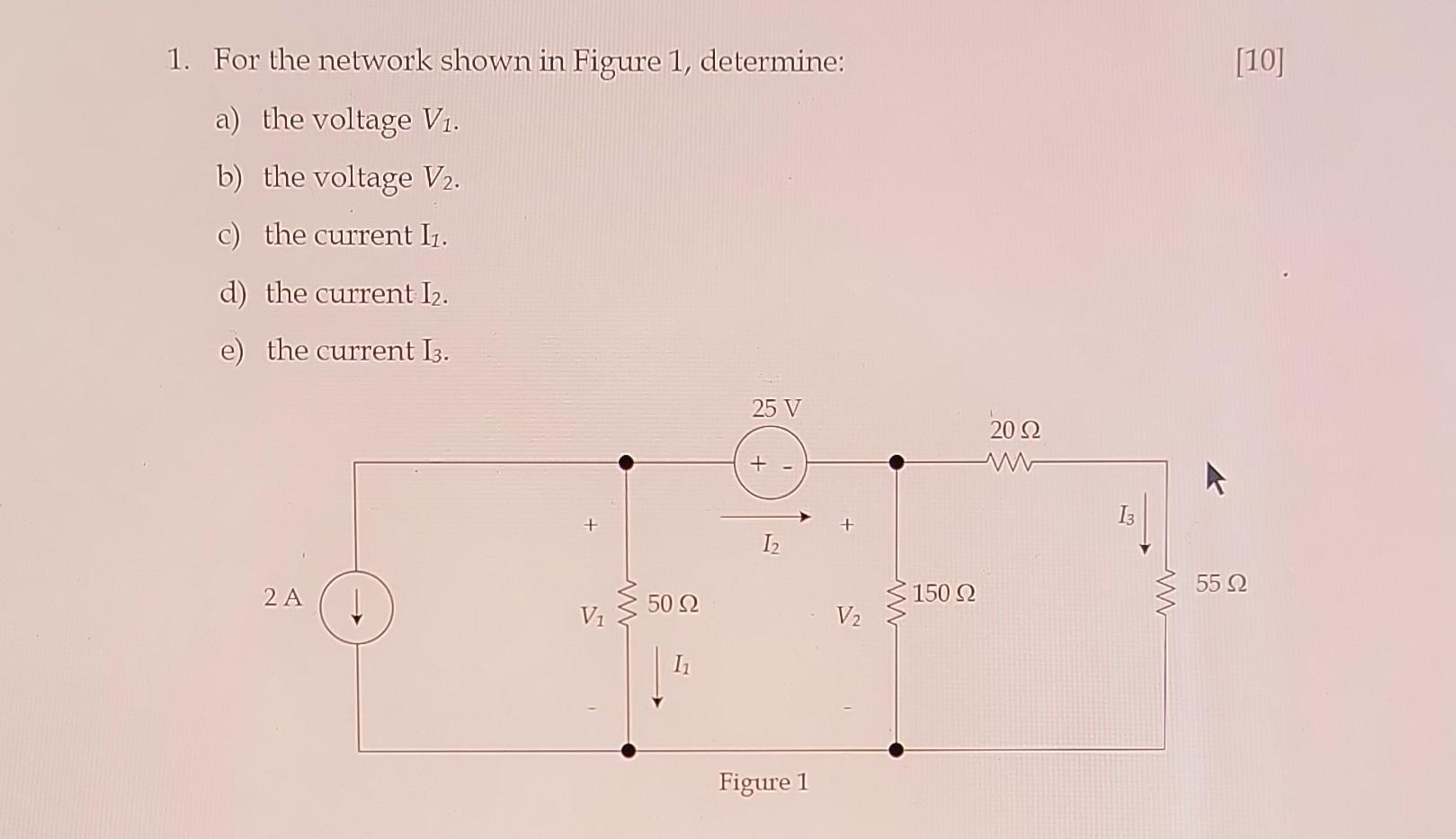 Solved 1. For the network shown in Figure 1, determine: a) | Chegg.com