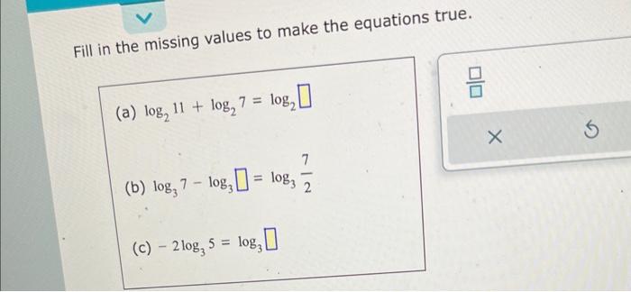 Solved Fill in the missing values to make the equations | Chegg.com