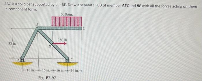 Solved ABC is a solid bar supported by bar BE. Draw a | Chegg.com