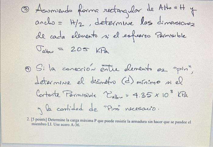 (3) Asumiendo forma rectargular de \( A t_{0}=H \) y ancho \( =\mathrm{H} / 2 \), determive las dimersiones de cada elemento