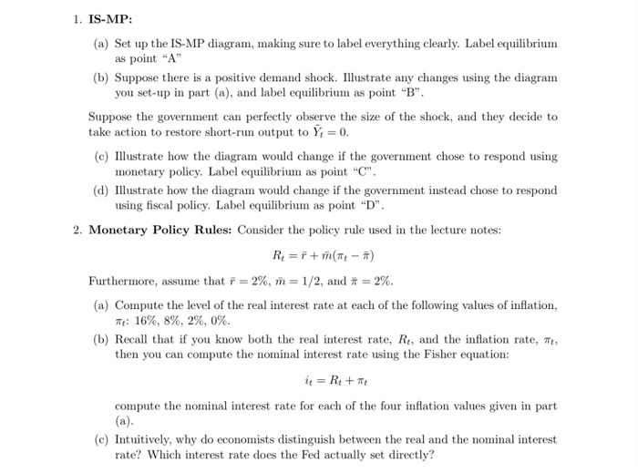 Solved 1. ISMP (a) Set up the ISMP diagram, making sure