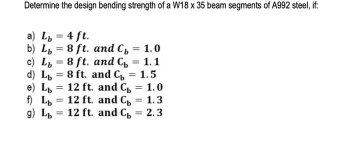 Solved Determine the design bending strength of a W18 x 35 | Chegg.com