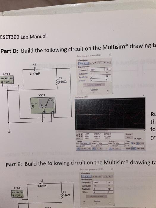 Solved Part D: Build the following circuit on the Multisim | Chegg.com