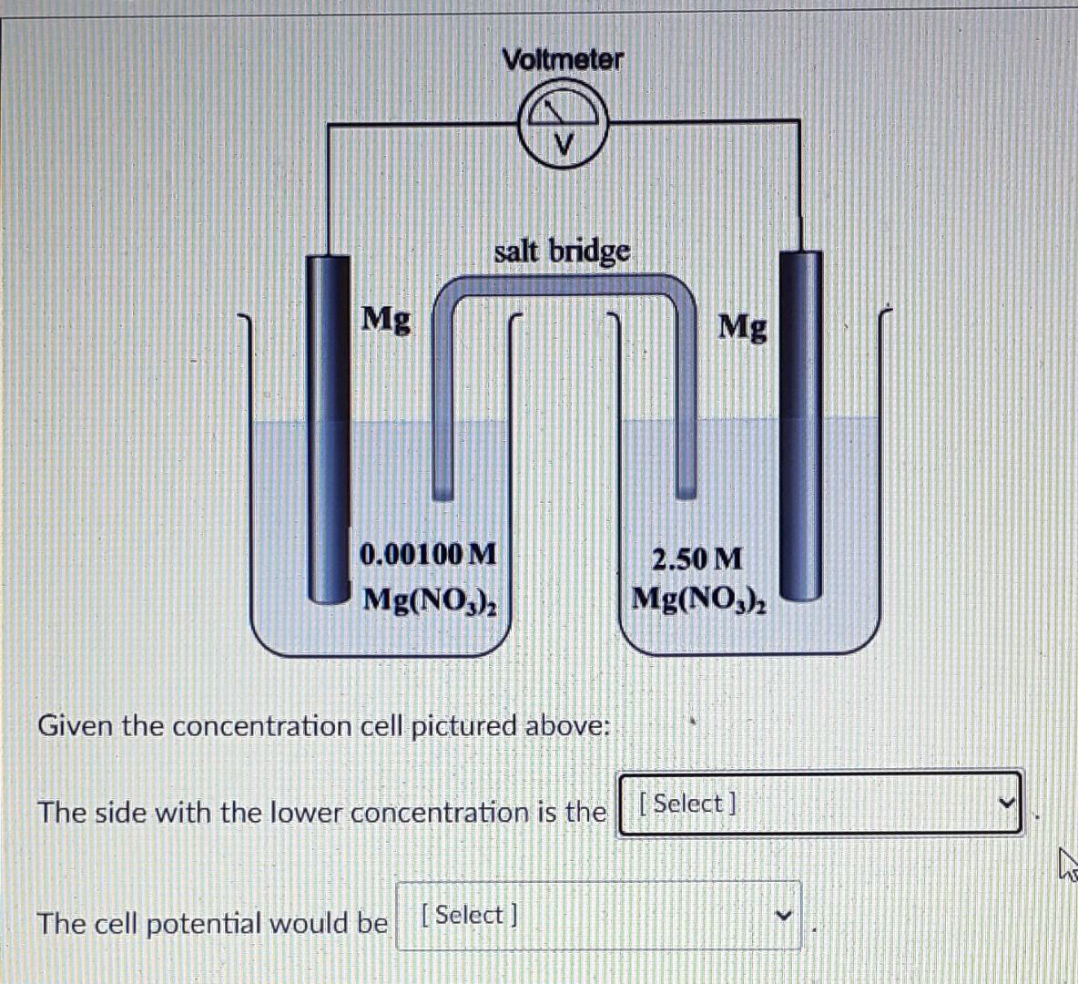 Solved Given the concentration cell pictured above: The side | Chegg.com