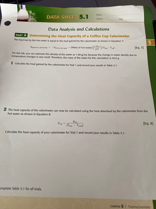Solved Name DATA SHEET 5.1 Section Date 5 Data Analysis and | Chegg.com
