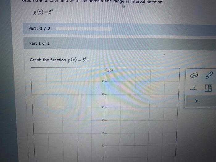 Solved g(x)=5x Part: 0 / 2 Part 1 of 2 Graph the function | Chegg.com