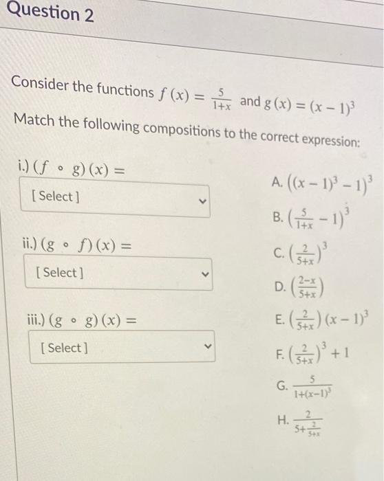 Solved Question 2 Consider the functions f (x) = fx and g(x) | Chegg.com
