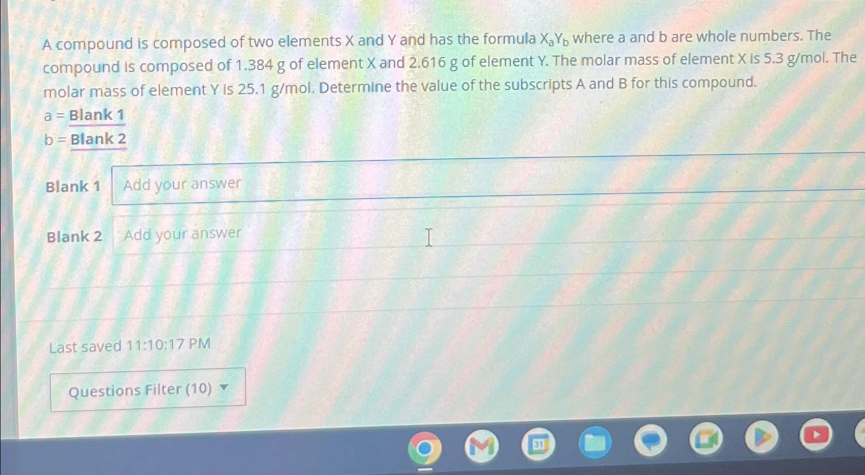 Solved A Compound Is Composed Of Two Elements X ﻿and Y ﻿and | Chegg.com