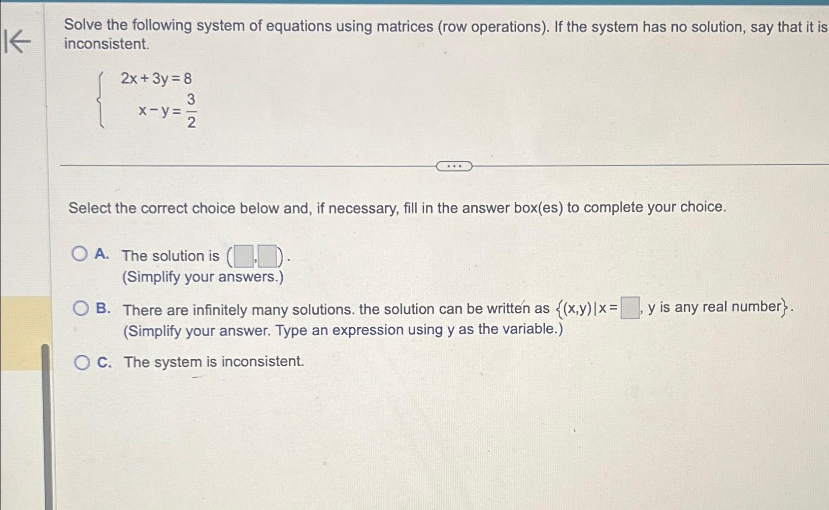 Solved Solve the following system of equations using | Chegg.com