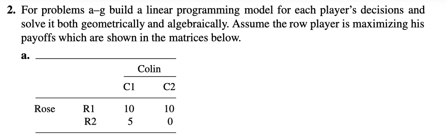 Solved 2. ﻿For problems a-g build a linear programming model | Chegg.com