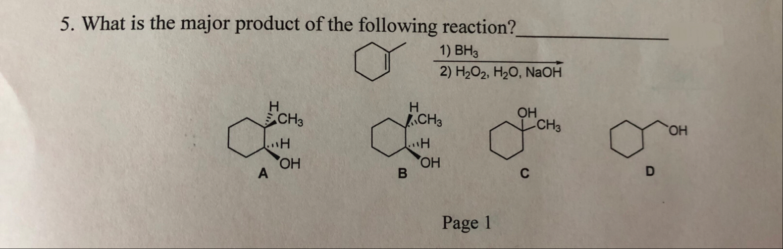 Solved What is the major product of the following | Chegg.com