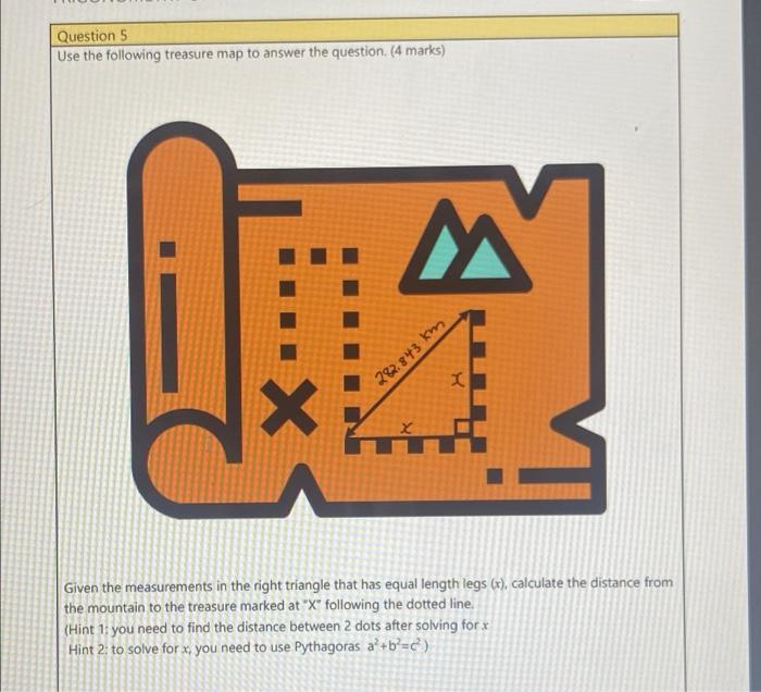 Solved Question 5 Use the following treasure map to answer | Chegg.com