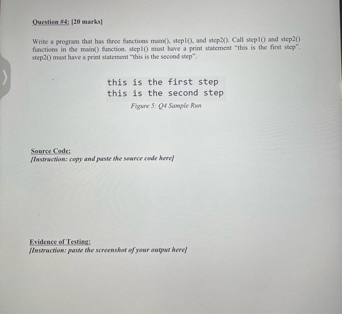 Solved Write a program that has three functions main0, step | Chegg.com