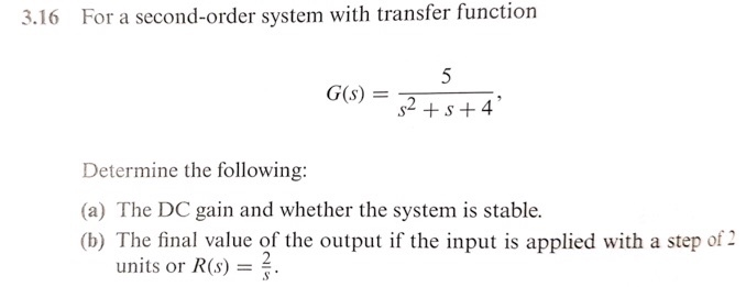 Solved 3.16 For a second-order system with transfer function | Chegg.com