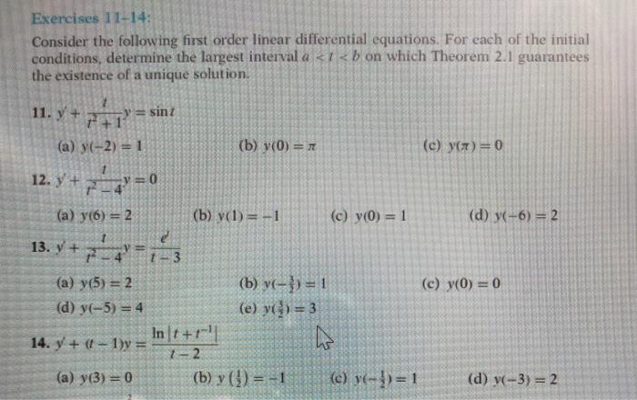 Solved Exercises 11-14 Consider the following first order | Chegg.com