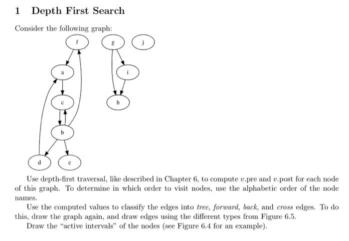 1 Depth First Search Consider the following graph: | Chegg.com