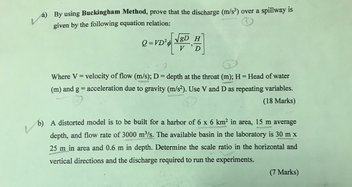 A By Using Buckingham Method Prove That The Chegg Com