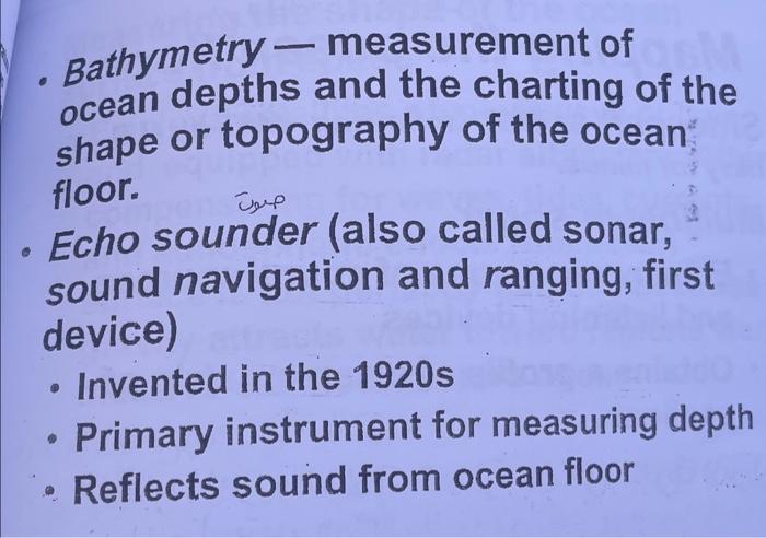 Solved . مرور Bathymetry - Measurement Of Ocean Depths And | Chegg.com