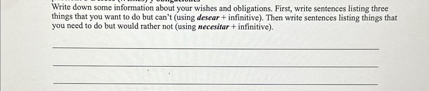 Solved Write down some information about your wishes and | Chegg.com