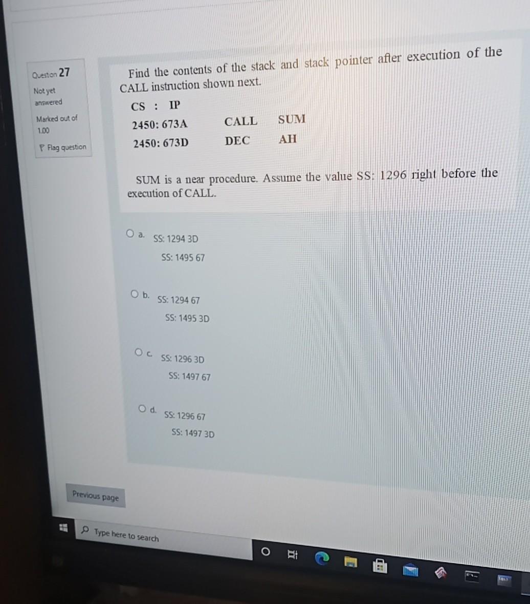 Solved Queston 27 Find the contents of the stack and stack | Chegg.com